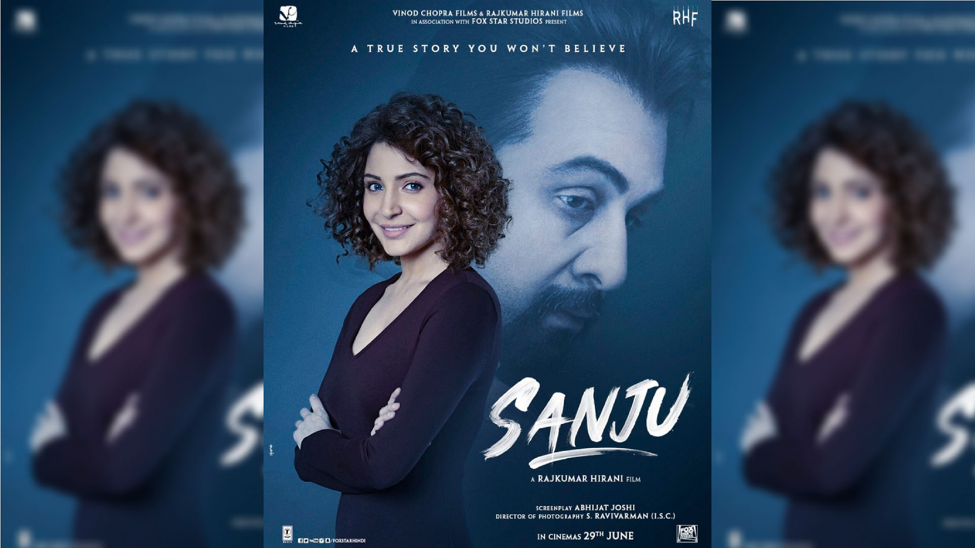 Actors Anushka Sharma and Ranbir Kapoor in the poster of ‘Sanju’.