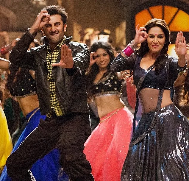 Madhuri Dixit and Ranbir Kapoor in a still from ‘Yeh Jawani Hai Deewani’.