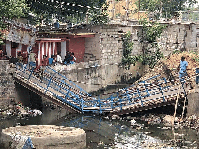 Congress MLA NA Haris and supporters were crossing the make-shift bridge asking for votes when it collapsed.
