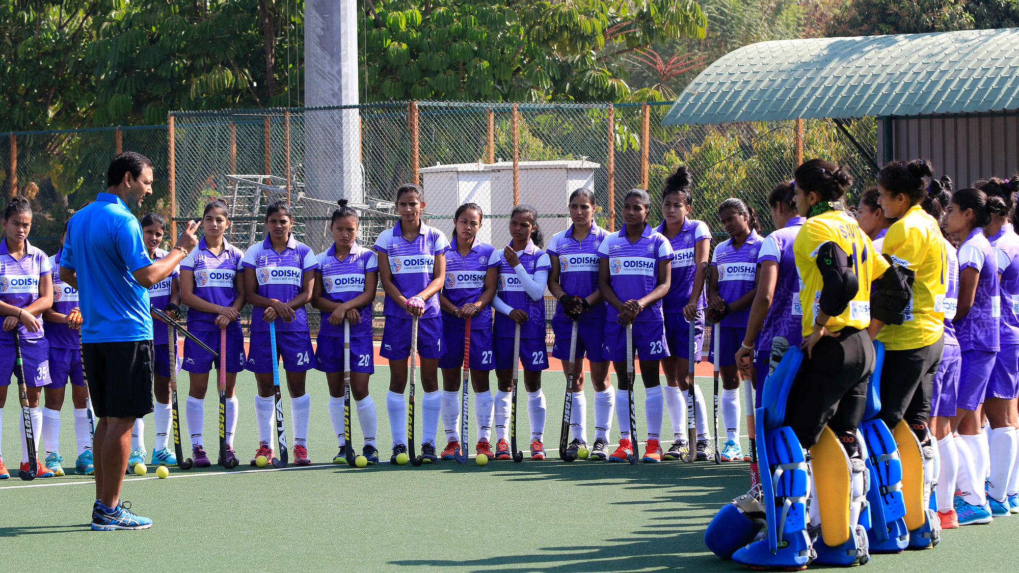Harendra Singh with the Indian women’s hockey team during their preparations for the  2018 Commonwealth Games.