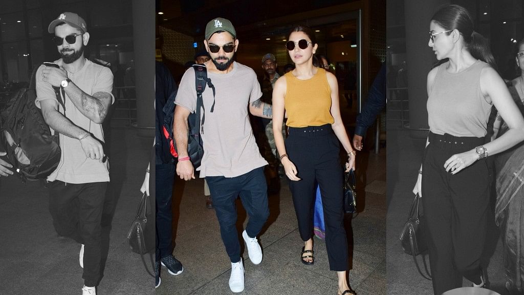 Virat Kohli and Anushka Sharma at the Mumbai airport.