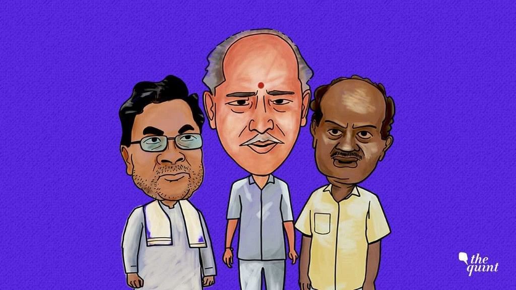 Siddaramaiah (L), Yeddyurappa (C) and Kumaraswamy (R).