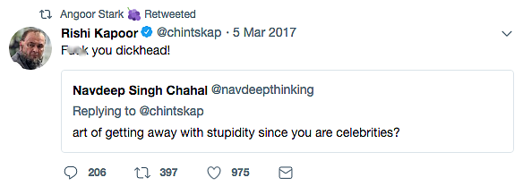 Rishi Kapoor Abuses on Twitter Again, Aditi Mittal Calls Him Out