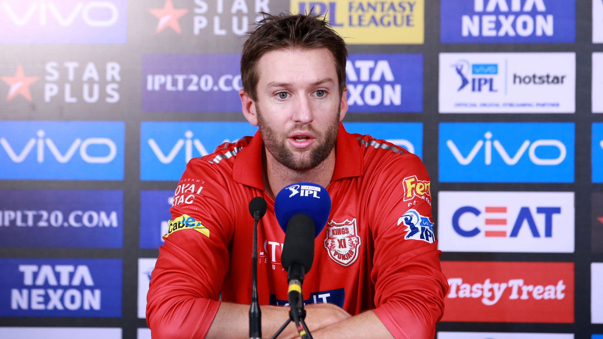 Andrew Tye speaks to the media after Kings XI Punjab lost to Mumbai Indians in Mumbai on Wednesday.