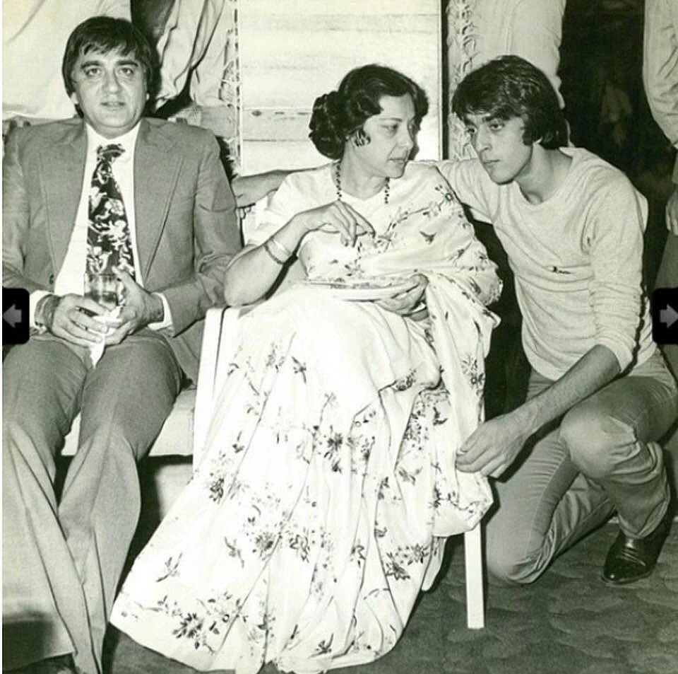 Sunil, Nargis and Sanjay at an event. 