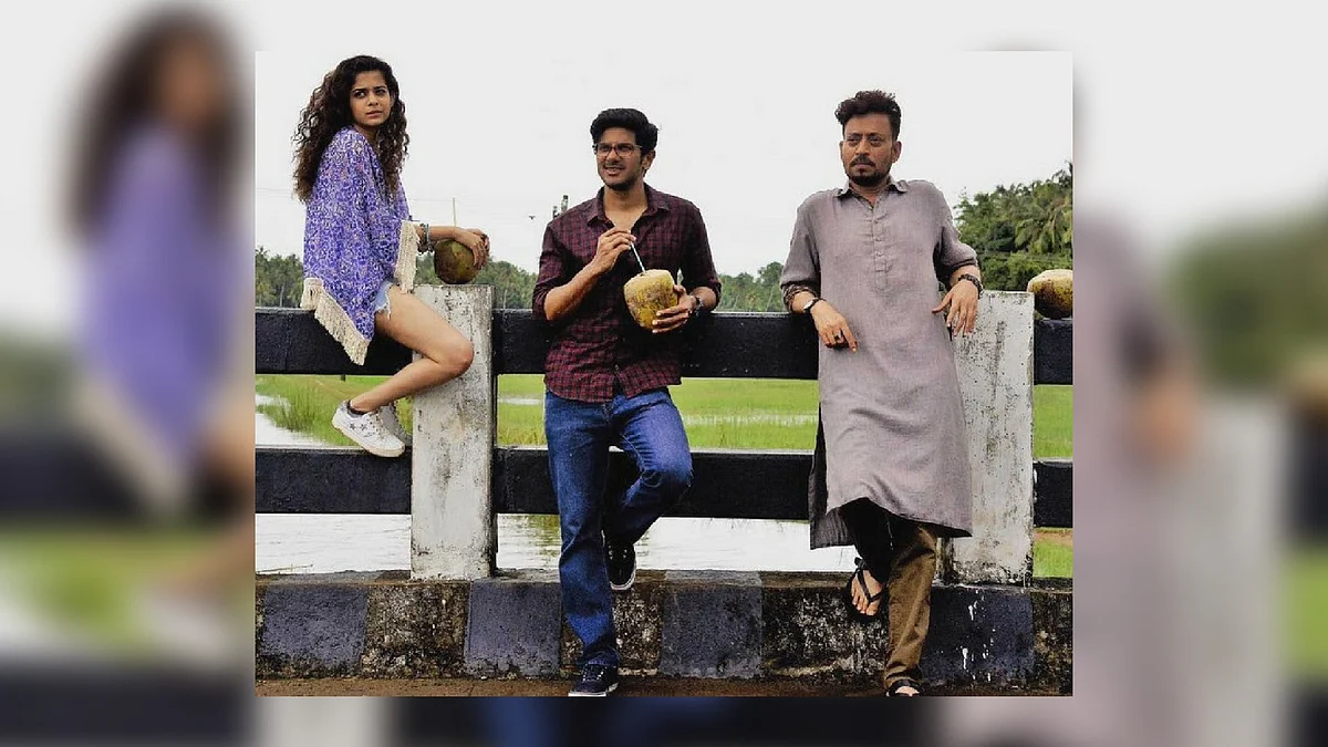 Mithila Palkar, Dulquer Salmaan, and Irrfan Khan in a still from <i>Karwaan</i>.
