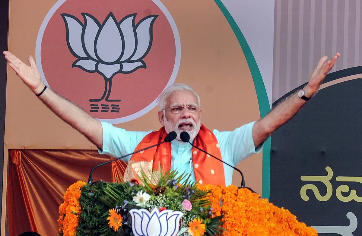 Prime minister Narendra Modi addresses an election campaign rally in Udupi on Tuesday, 1 May ahead of Karnataka polls.