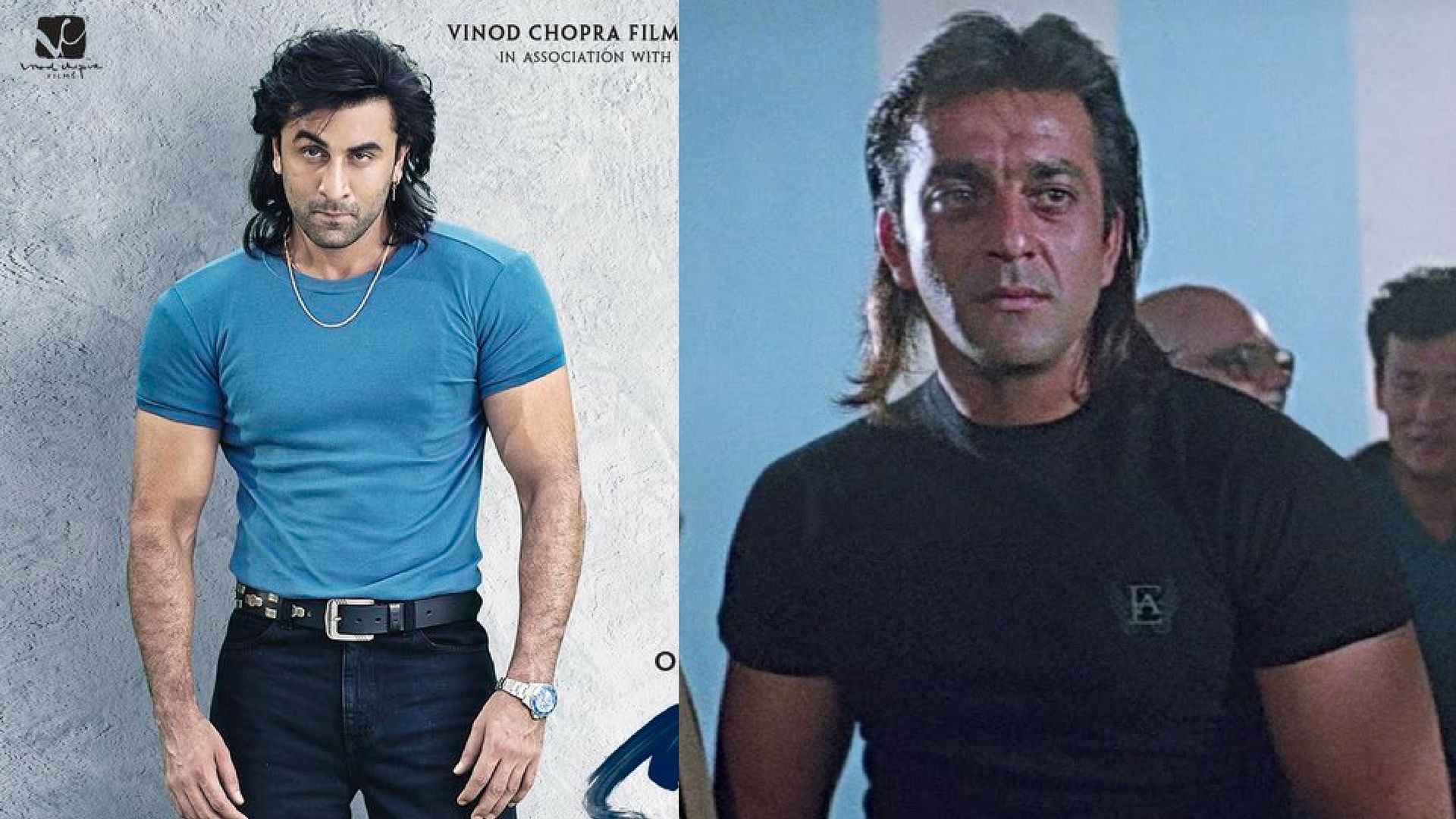 Ranbir Kapoor in a poster of <i>Sanju</i>, which is a biopic on actor Sanjay Dutt.&nbsp;