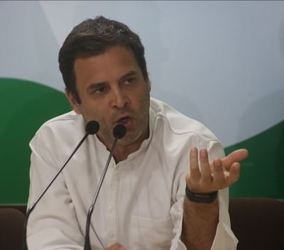 New Delhi: Congress President Rahul Gandhi addresses a press conference in New Delhi on May 19, 2018. (Photo: IANS)