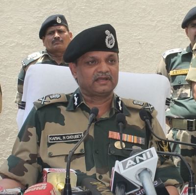 New Delhi: BSF Additional Director General (ADG) Western Command Kamal N Choubey addresses a press conference in Jammu on June 13, 2018. (Photo: IANS)