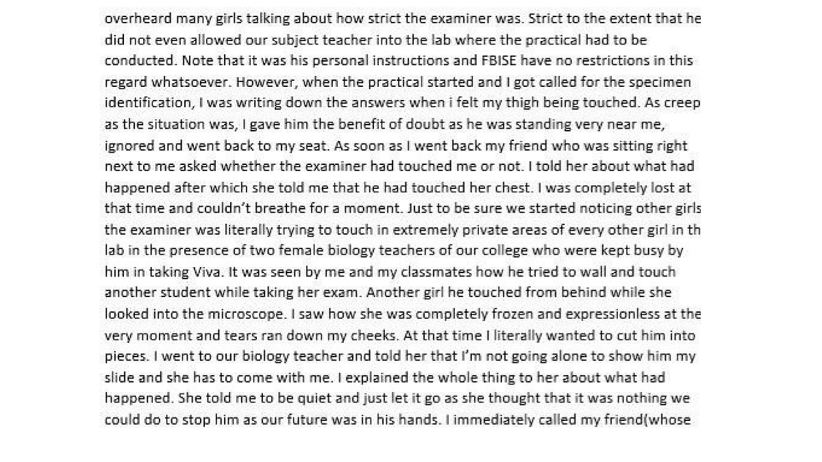 This testimony describes the dread of a girl at observing what was happening to her closest friends without being checked by the teachers from their own school