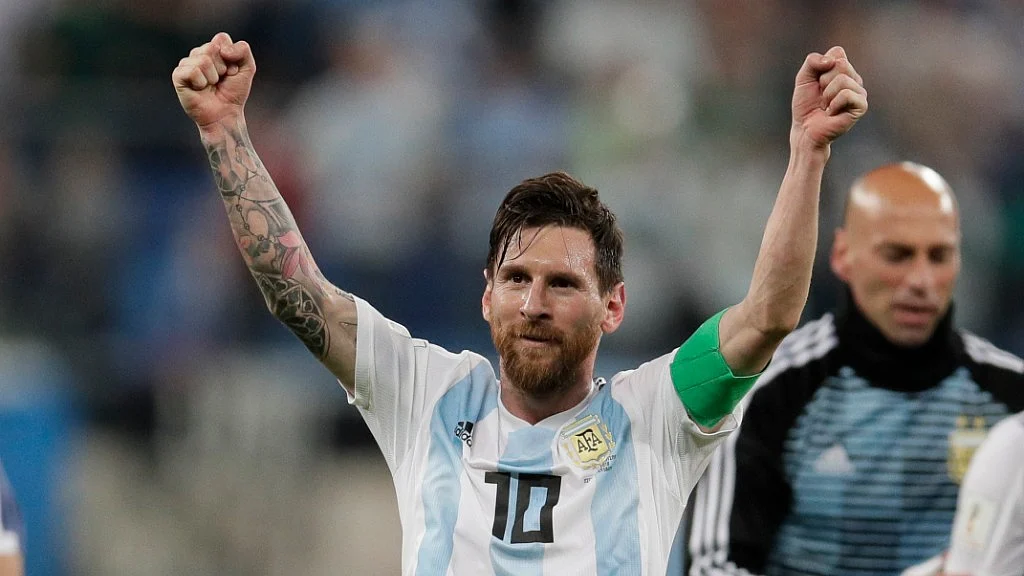 Argentina’s Lionel Messi scored the 100th goal of the competition in Russia.