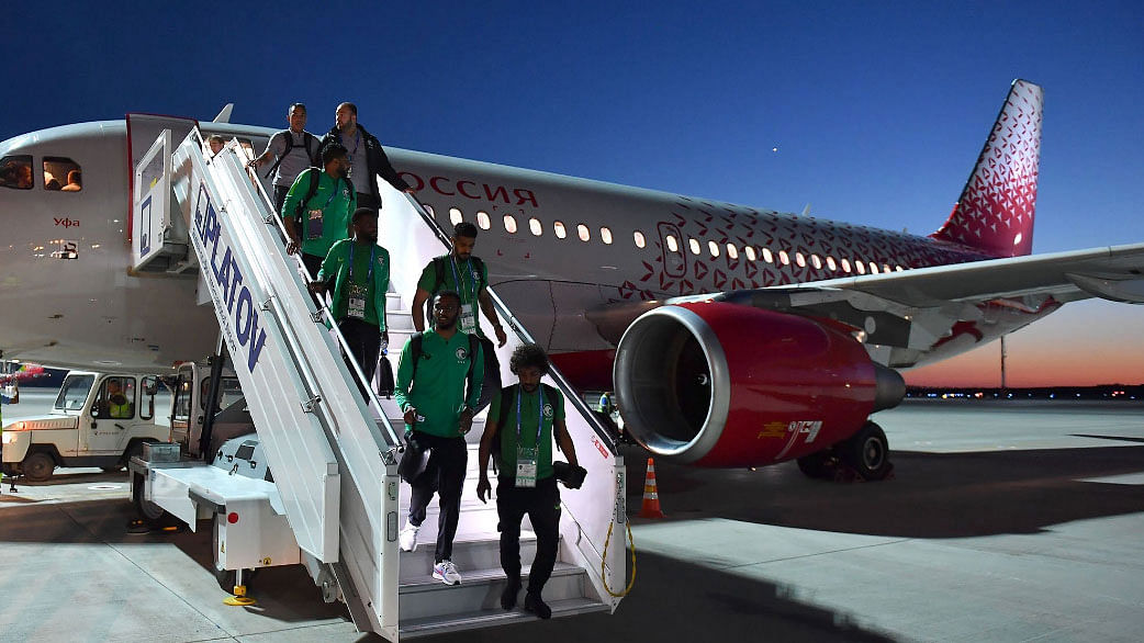 Saudi Arabia’s national soccer team landed safely in Rostov-on-Don, Russia.
