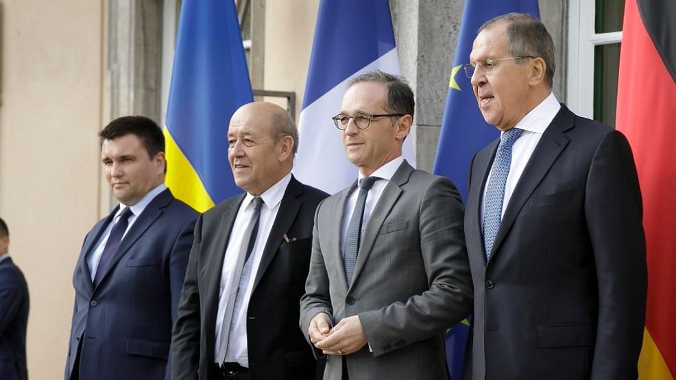 The foreign ministers of Russia, Ukraine,Germany and France met in Berlin on 11 June.