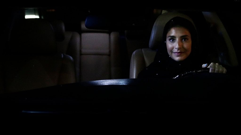 Hessah al-Ajaji drives her car in Riyadh’s busy Tahlia Street for the first time&nbsp;