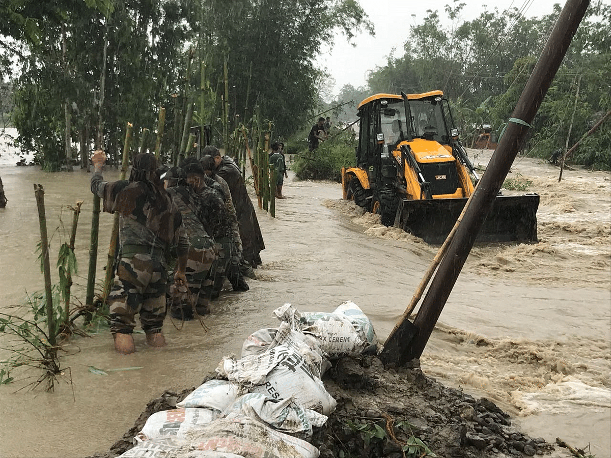 More than 1.5 lakh people still remain marooned in two flood-hit districts of Manipur. 