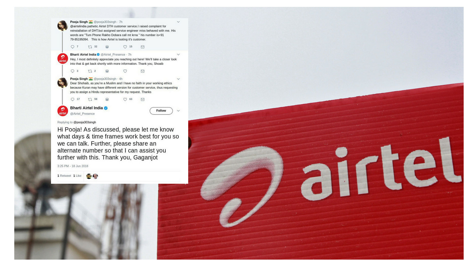 Airtel India landed itself in a huge controversy after agreeing to the demand of a customer for a Hindu representative.