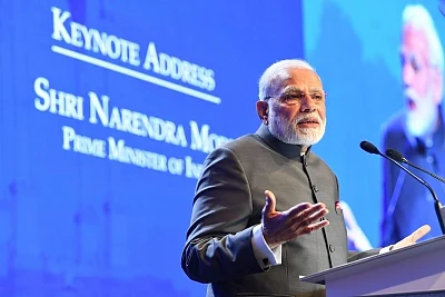 Singapore: Prime Minister Narendra Modi at the Keynote Address at Shangri La Dialogue in Singapore on June 1, 2018. (Photo: IANS/PIB)