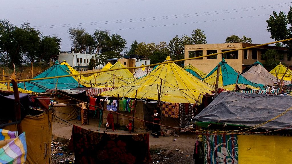 The newly built encampment at Madanpur Khadar for rehabilitation of the Rohingya families.&nbsp;