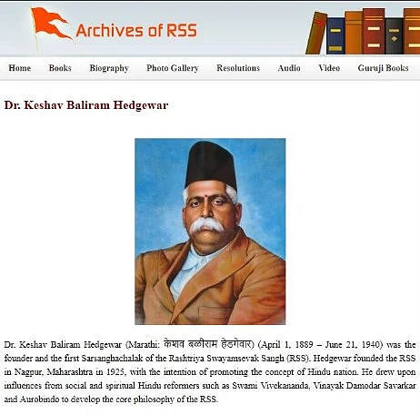 On the RSS website, Hedgewar’s bio mentions his “intention of promoting the concept of Hindu nation”.