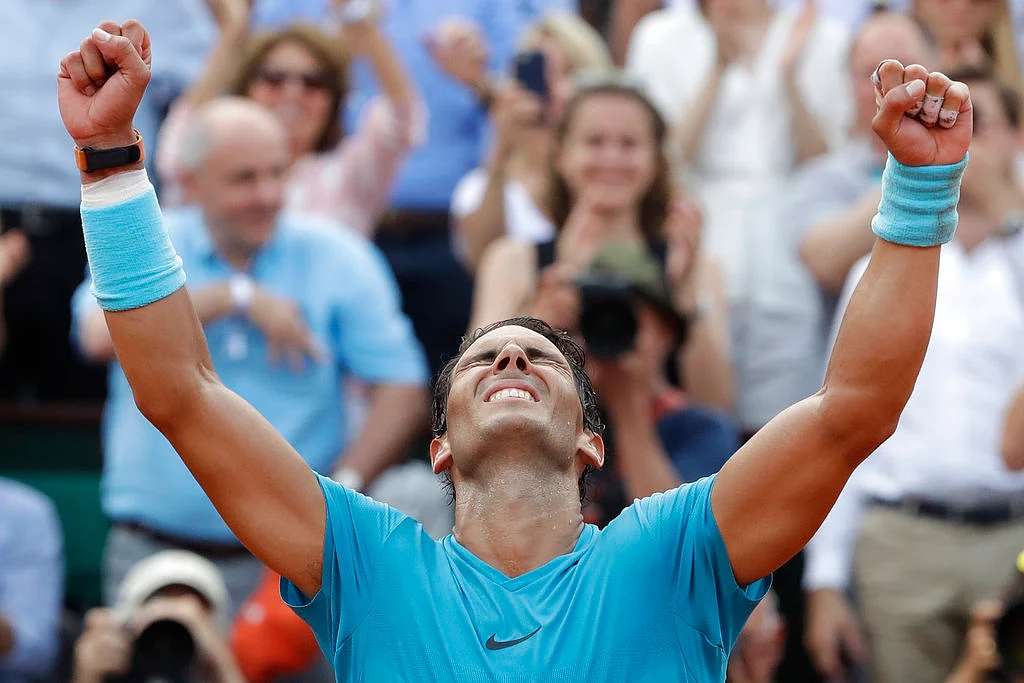 Rafael Nadal celebrates after winning the French Open.