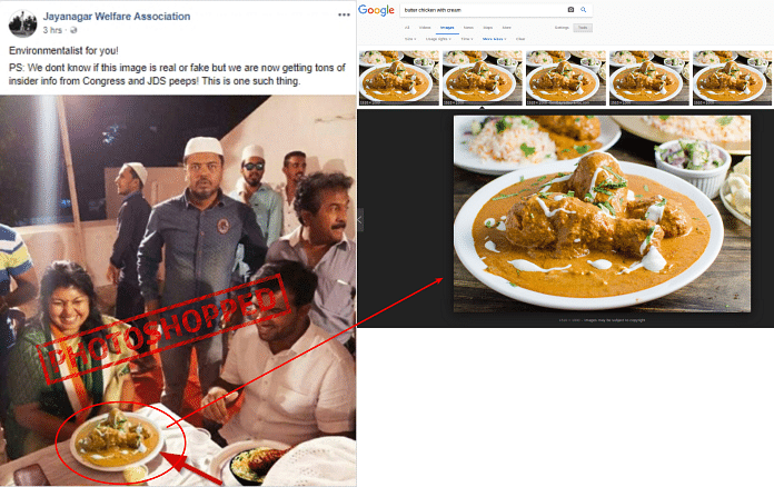 The meat on her plate was photoshopped into the original picture, Alt News found. 