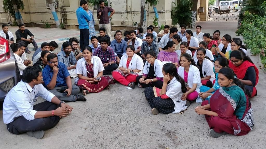 Medical interns and post-graduate students staged a protest at Stanley Medical College demanding more security after a patient’s relative slapped a doctor on 17 June.