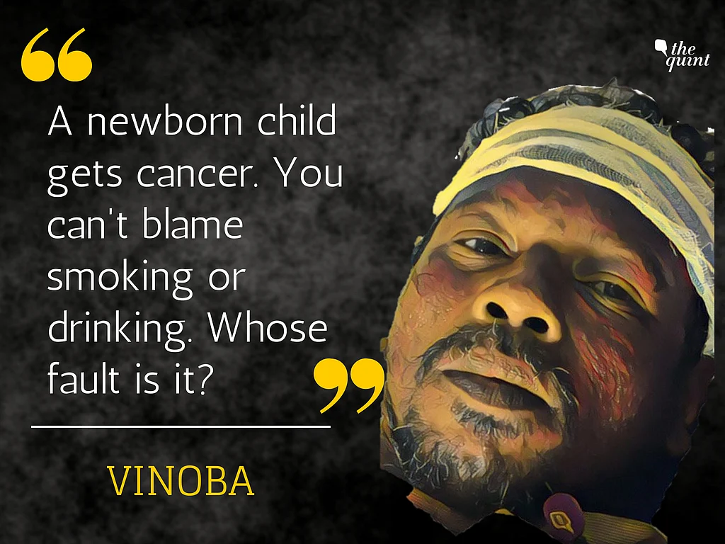 A bullet grazed past Vinoba’s head and his back is completely bruised because of lathi beatings.