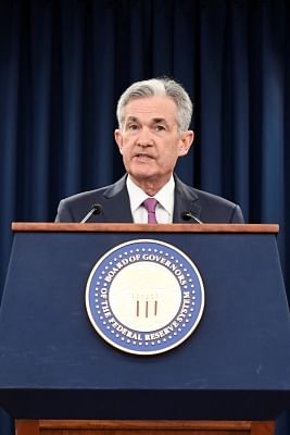 WASHINGTON, June 13, 2018 (Xinhua) -- U.S. Federal Reserve Chairman Jerome Powell speaks during a news conference in Washington D.C., the United States, on June 13, 2018. The U.S. Federal Reserve on Wednesday raised short-term interest rates by a quarter of a percentage point, its second rate hike this year. (Xinhua/Yang Chenglin/IANS)