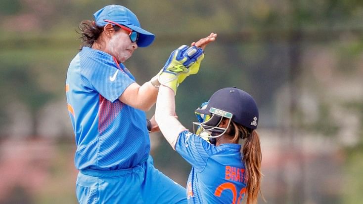 Spinner Ekta Bisht was the most successful India bowler, claiming impressive figures of 3/14 in her four-over spell.
