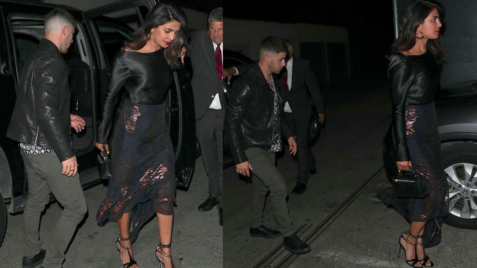 Priyanka Chopra and Nick Jonas spotted in West Hollywood on a dinner date.&nbsp;