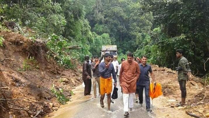 Several trees on Charmadi Ghat were uprooted around Monday midnight, when the downpour began.
