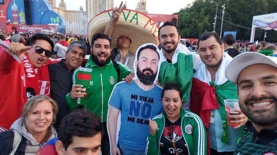 FIFA fans getting clicked with the cut-out.
