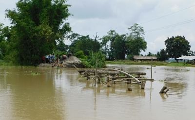 Lakhimpur: A view of a flood affected village in Dhakuakhana of Assam