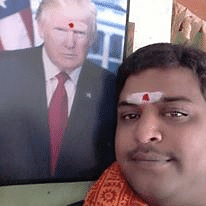 At 11 am every morning, Bussa Krishna sits down and does a ‘puja’ for the controversial president of United States.