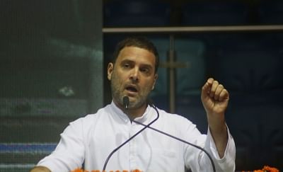 New Delhi: Congress President Rahul Gandhi addresses during an OBC (Other Backward Class) convention, in New Delhi on June 11, 2018. (Photo: IANS)