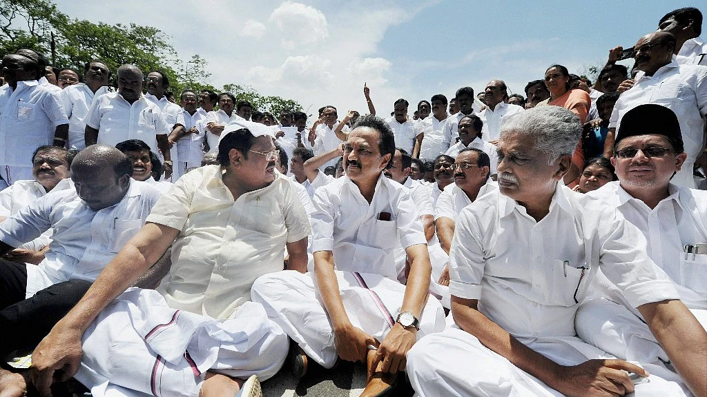 DMK MLAs, including MK Stalin, protest against eviction from TN Assembly. Image used for representational purposes. 