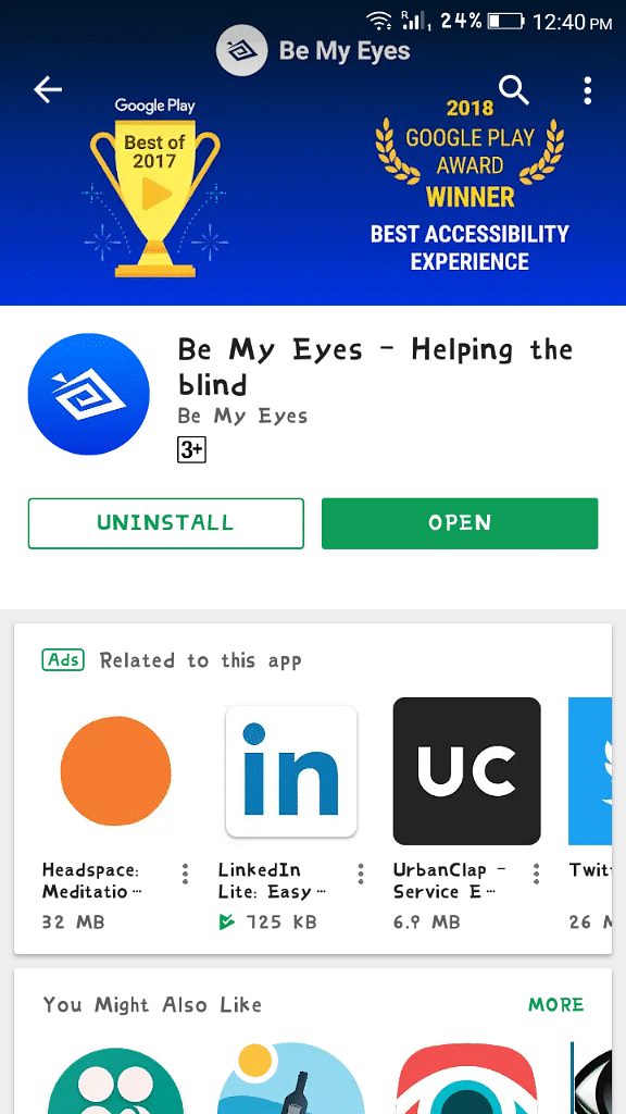 This app helps establish a connect between visually impaired people and sighted volunteers across the world.