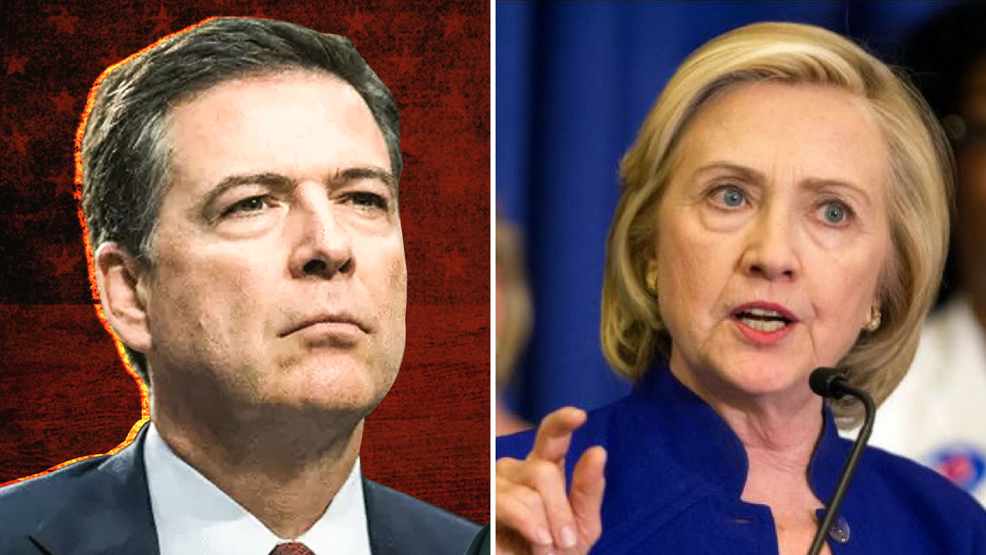  Former FBI Director James Comey and 2016 presidential candidate Hillary Clinton.