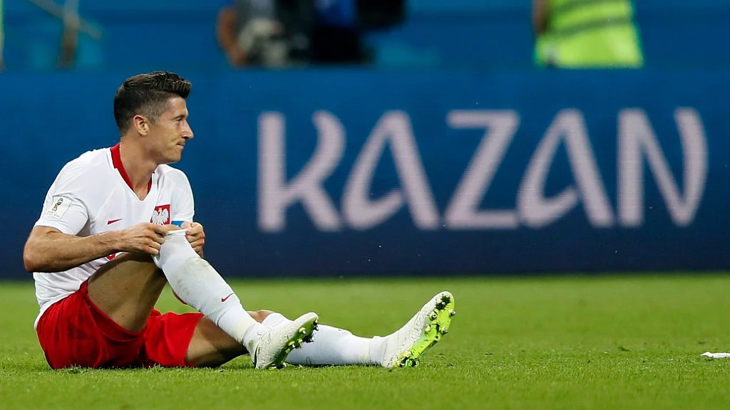 Poland’s Robert Lewandowski after their Group H match against Poland at the Kazan Arena on Sunday. Poland lost 3-0.