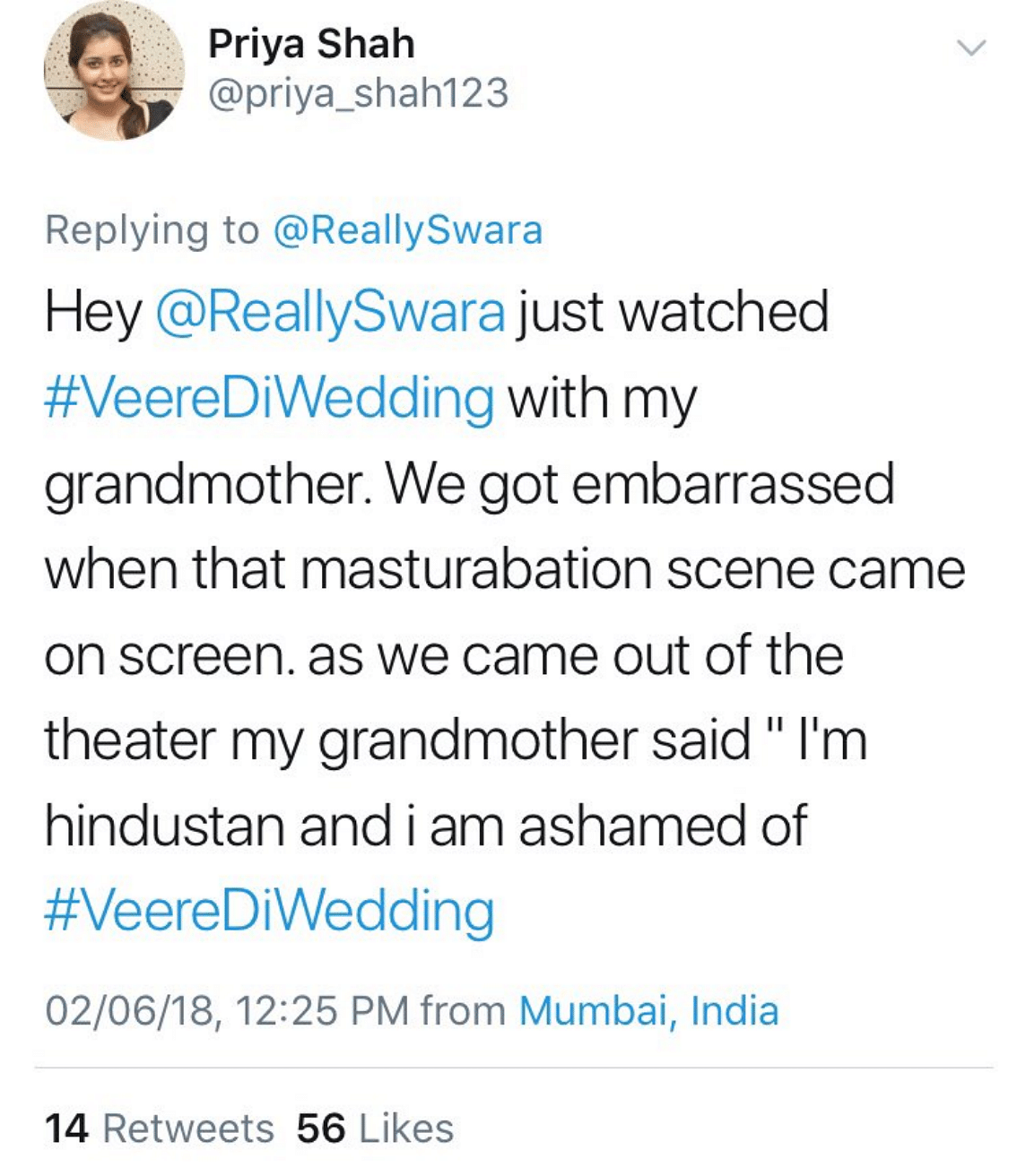 After the release of the film, curious similarly worded tweets on scandalised grandmothers started showing up. 