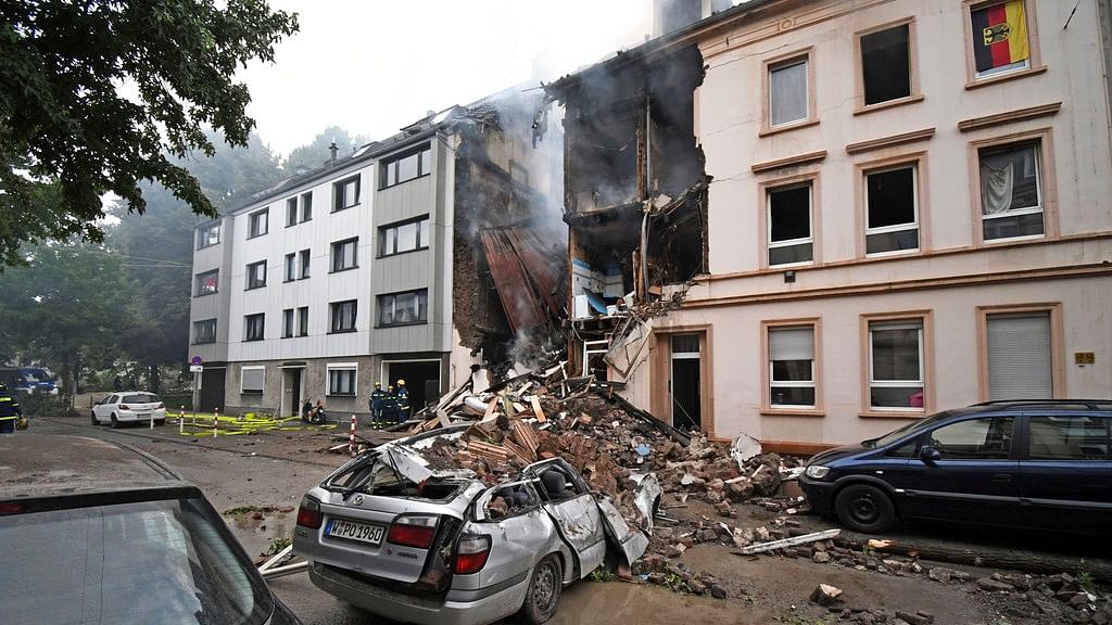 The detonation was so severe it destroyed the building’s attic and the top three floors, a German news agency reported.