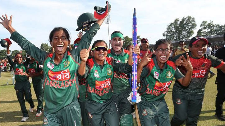 The Bangladesh team is elated after winning their maiden Asia Cup title.