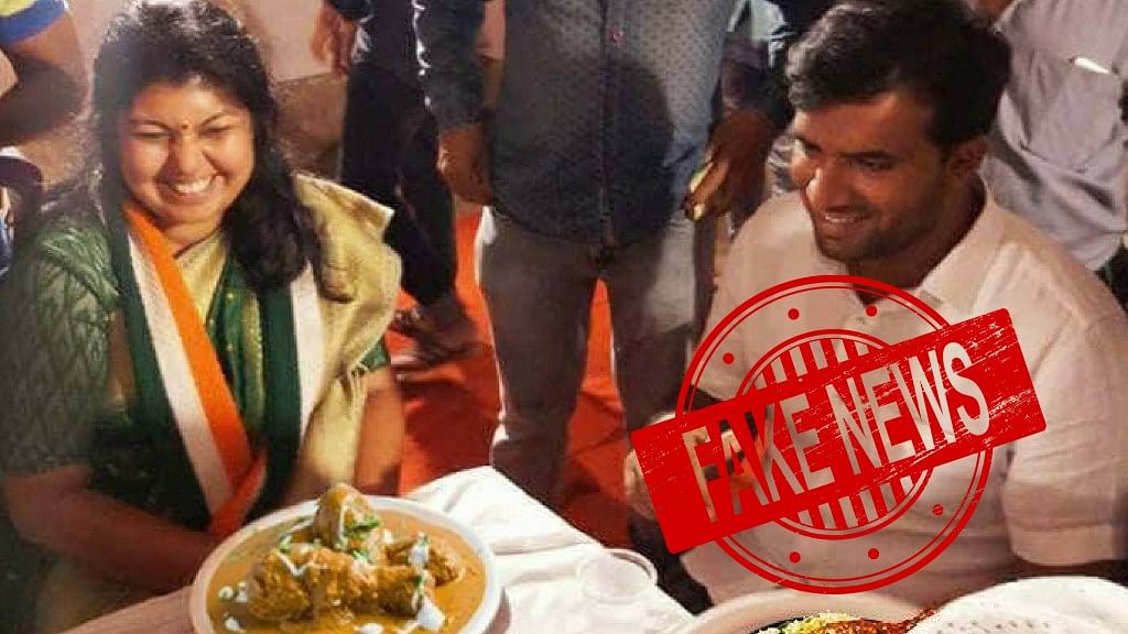 Viral picture of vegetarian Congress leader eating non-vegetarian food is a fake!