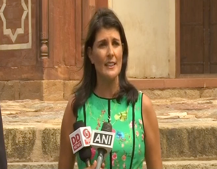 Nikki Haley in Delhi on 27 June. 