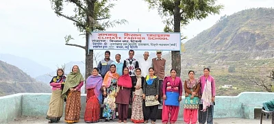 Farmers of Tipli assembled at the school for regular sessions.