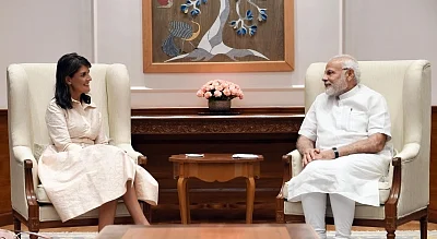 New Delhi: US Ambassador to the UN Nikki Haley meets Prime Minister Narendra Modi, in New Delhi on June 27, 2018. (Photo: IANS/PIB)