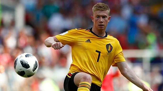 Belgium’s Kevin De Bruyne controls the ball during the group G match between Belgium and Tunisia at the FIFA World Cup 2018