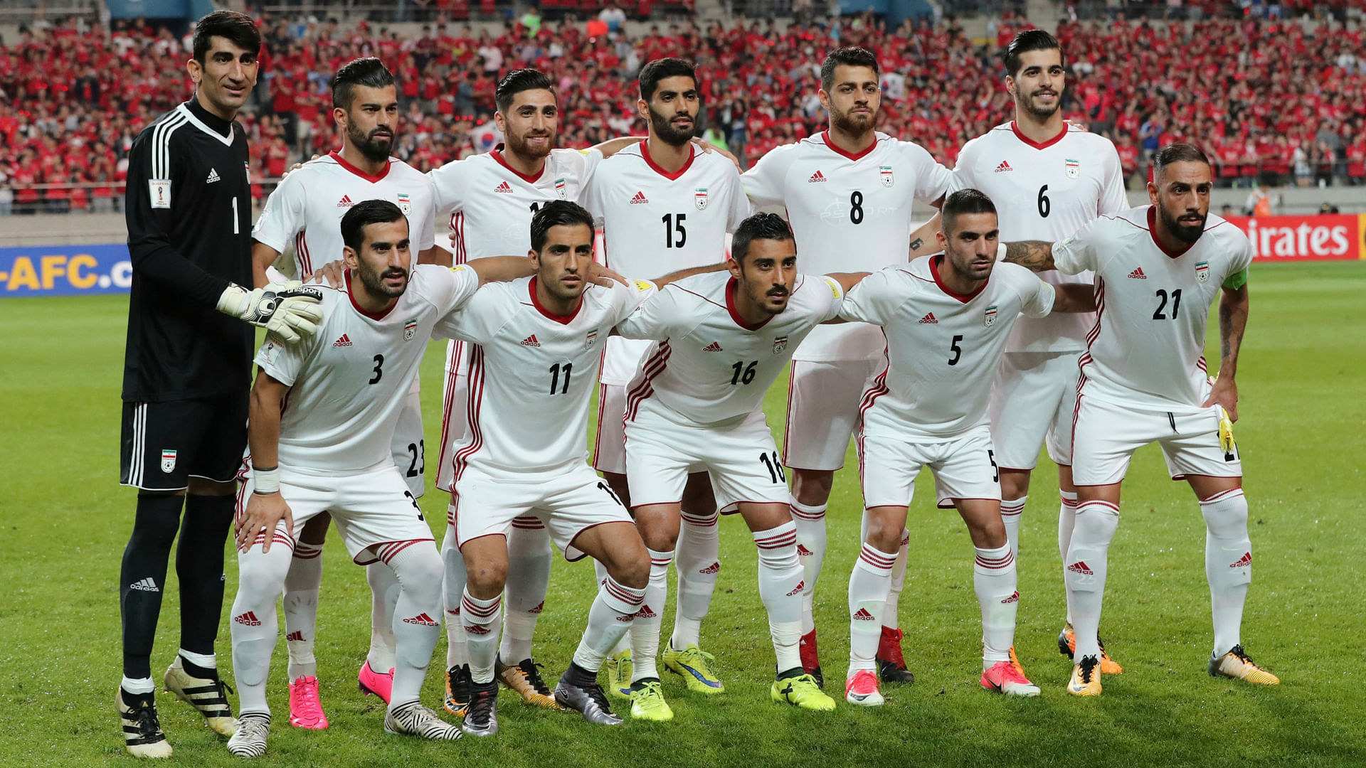 Iran pose before a World Cup qualifier against South Korea