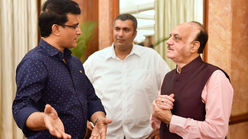  Former Indian captain and Cricket Association of Bengal (CAB) President Sourav Ganguly talks to BCCI acting President CK Khanna.
